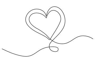 Heart continuous one line drawing hand drawn illustration
