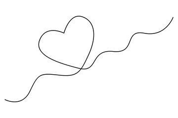 Heart continuous one line drawing hand drawn illustration

