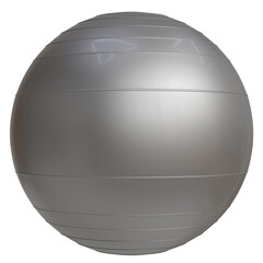 Fitness ball mockup in sleek silver color for exercise and yoga practice