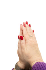 H&auml;nde einer Seniorin in der Geste des Betens 