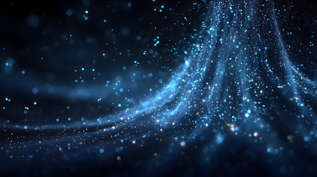 Dark blue and glow particle abstract background.