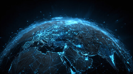 Global network connections across Earth's surface, conveying an intricate web of data