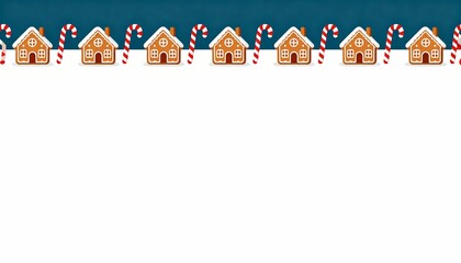 Charming Gingerbread House Border Illustration with Candy Canes for Holiday Crafts and Designs
