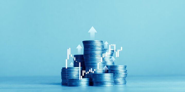 Stock market or forex trading graph and candlestick chart suitable for financial investment concept. Economy trends background for business idea and all art work design. Abstract finance background	
