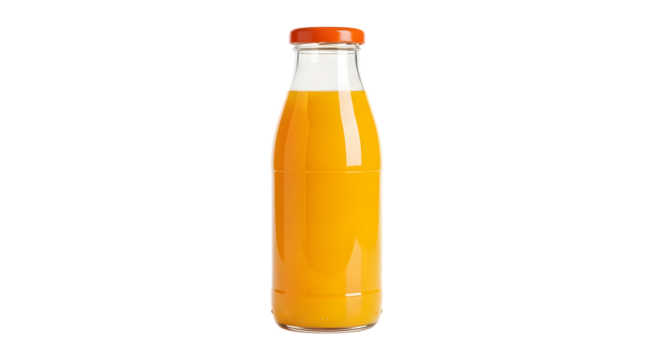 Orange juice glass bottle isolated on transparent background - Powered by Adobe