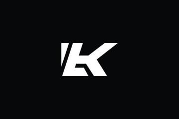 Minimal Modern Letter L K Logo on Black Background