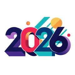 Vibrant 2026 year graphic with geometric shapes and circles