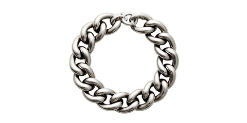 Obraz premium A close-up shot of a silver chain bracelet resting against a pitch-black background