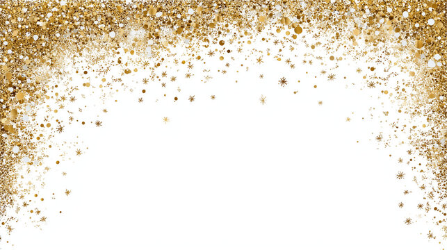 sparkly gold Christmas paper border that goes all the way around the paper and the background is white and blank