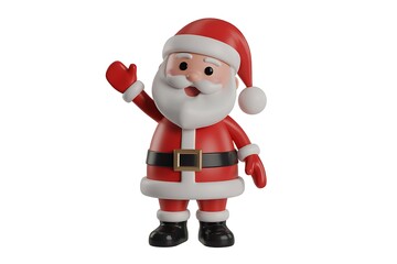 Obraz premium Cute cartoon santa claus waving hello isolated on white background