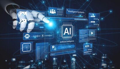 AI brain processes big data with generative AI, LLMs, and machine learning to support business decisions, prompt engineering, and future agentic artificial intelligence systems. spline