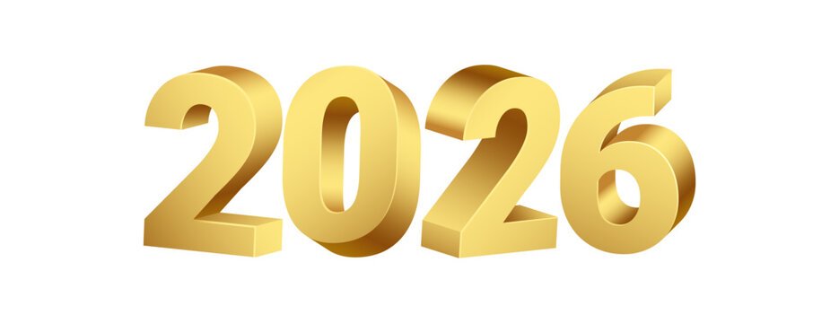 Golden 2026 Number Design Metallic New Year Graphic