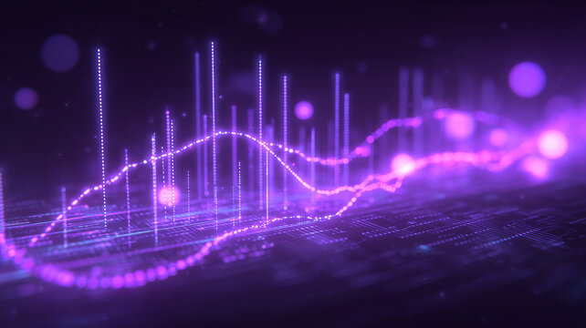 A glowing wave of digital points rising across a technological surface illustrating data progression innovation and the structure of analytical intelligence.
