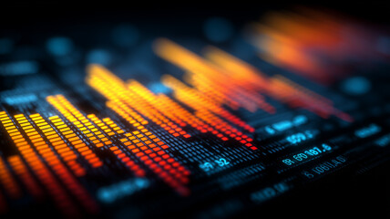 A dynamic financial analytics concept showing illuminated data bars rising across a digital interface, symbolizing market performance and strategic economic decision making.