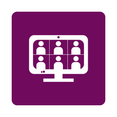 Computer screen displaying a video conference with six people isolated on transparent background