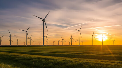 Obraz premium Turbine field — clean renewable energy