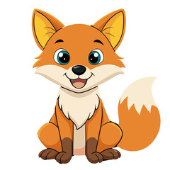 Adorable Cute Fox Illustration, Cartoon Woodland Animal Character