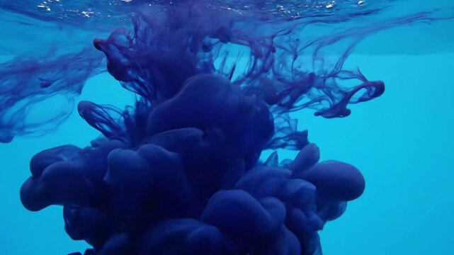 Liquid Motion Waveforms with abstract ink plume underwater effect Ink in Water style featuring ink, water, motion, abstract, cinematic 4k animated overlay, seamless loop stock footage background