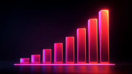 A progressive growth concept illustrated through ascending glossy bars representing advancement improvement business performance and long term strategic development within a modern environment.
