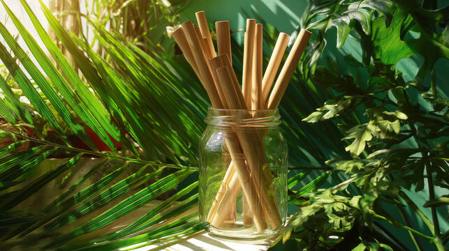 Reusable drinking straws. Sustainable lifestyle. The concept of eco-products and reusable use.
