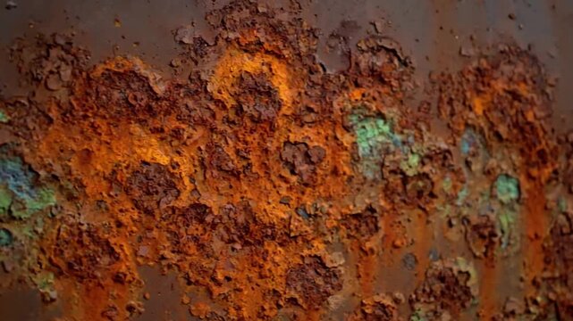 Industrial Metal Rusting Process with Industrial metal with rust and effect Rusting Metal Surfaces style featuring metal, rust, corrosion, industrial, cinematic 4k animated overlay, seamless loop