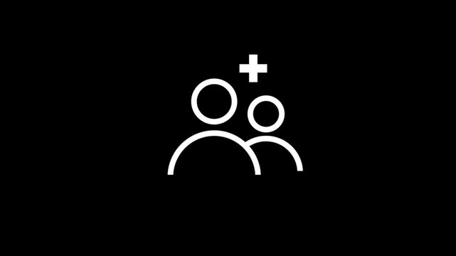 Animation graphic of adding multiple users or members to a group or network symbol.