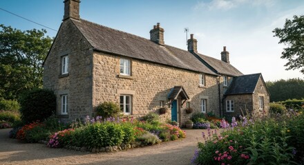 Rustic stone house with garden
