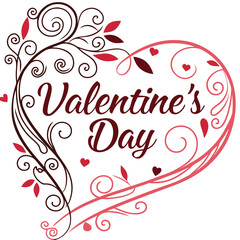 Valentine's Day card featuring decorative heart elements and floral accents