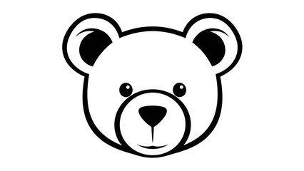 Fototapeta premium Cute Cartoon Bear Face Illustration on White Background