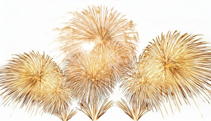 a field of golden fireworks explode in a symphony of light creating a dazzling display against the night sky on a white background