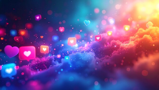 Hearts and Likes in the Sky Social Media Engagement in a Dreamy Setting