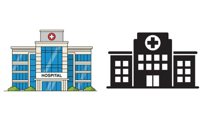 Hospital and Medical Mask Illustrations – Healthcare Building and Face Mask Clipart