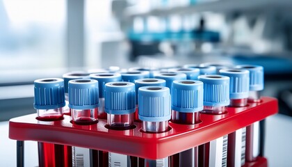 blood samples on tray of lab system