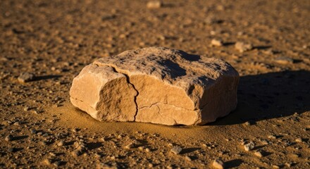 Single rock in sandy desert