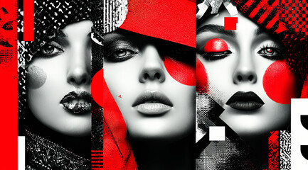 Fototapeta premium Vibrant and Modern Fashion Collage with Bold Color Blocks