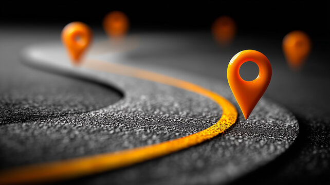 A forward progress concept depicted with navigation markers guiding a winding route to symbolize planning, milestones and long term strategic direction.
