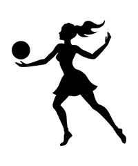 Woman Playing Basketball Silhouette Vector Art