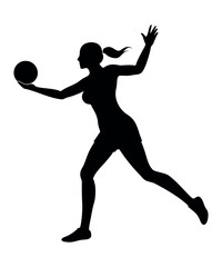 Woman Playing Handball Silhouette Vector Art