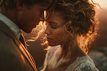 Windy cliffside wedding romance. Generative AI