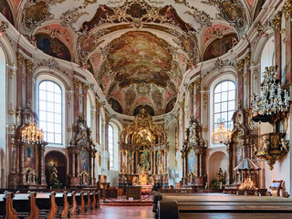 Mainz, Germany. Interior of Church of St. Augustin. The church was built from 1768 to 1771.