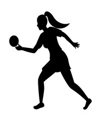 Female Ping Pong Player Silhouette Graphic