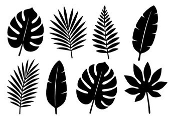 Tropical Leaf Silhouette Set – Botanical Jungle Foliage Icons