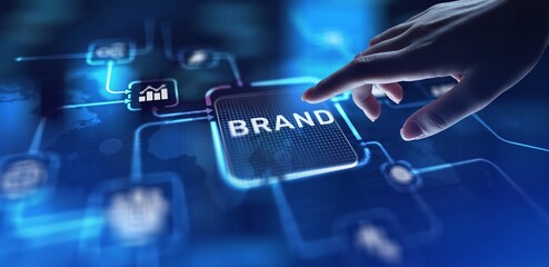 Brand Building Identity and Market Presence, projection on a virtual screen, Business and...