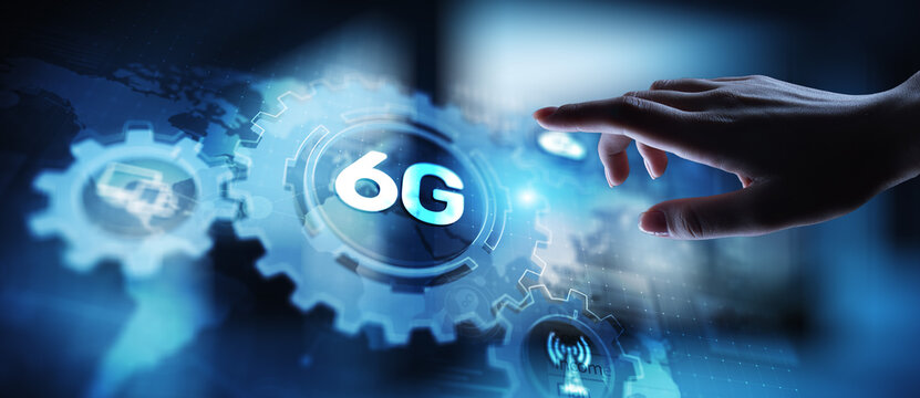 6G New generation telecommunication fast internet and technology concept on virtual screen.