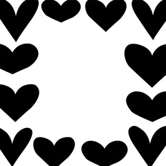 Heart Frame square Valentine's Day. Vector graphic line black and white illustration. For poster, invitation, backdrop, ad, sale promotion, print for t-shirt