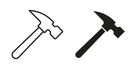 Hammer icon silhouette abstract design. vector clipart designs