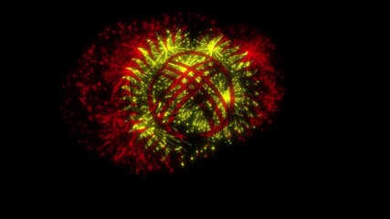 Kyrgyzstan Flag Fireworks Animation on Black Background – National Celebration Firework Effect, Country Flag-Shaped Fireworks, Kyrgyzstan Independence Day VFX
