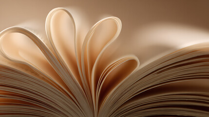Open book pages fanned out with soft light image