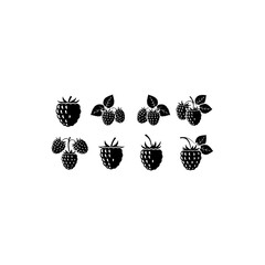 Raspberry icons isolated on transparent background