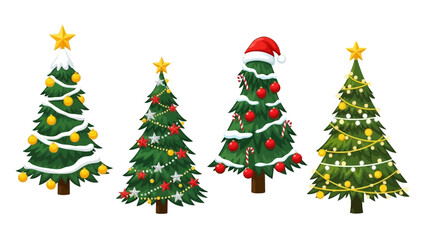 Christmas tree silhouette clipart set. Black Christmas tree drawing clip art collection in white background for xmas season pine tree flat icon decoration vector 